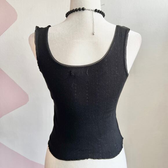 Black Lace Trim Tank Top, Gothic Whimsigoth Grunge‎ Indie Sleaze Small - Picture 3 of 6